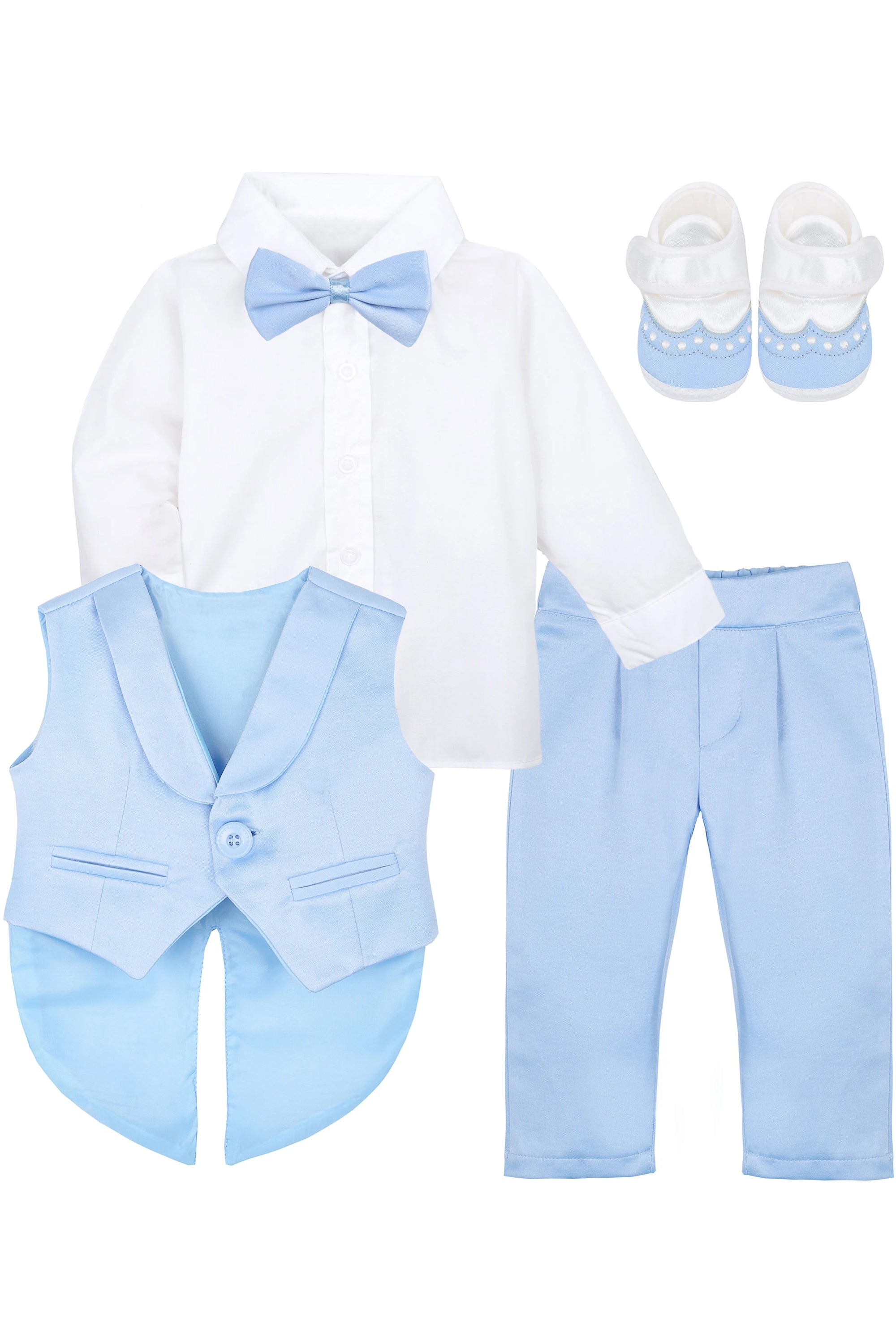 Stylish Infant Tuxedo Outfit with Gentleman Vest for Baby Boys - Complete 4-Piece Set LILAX