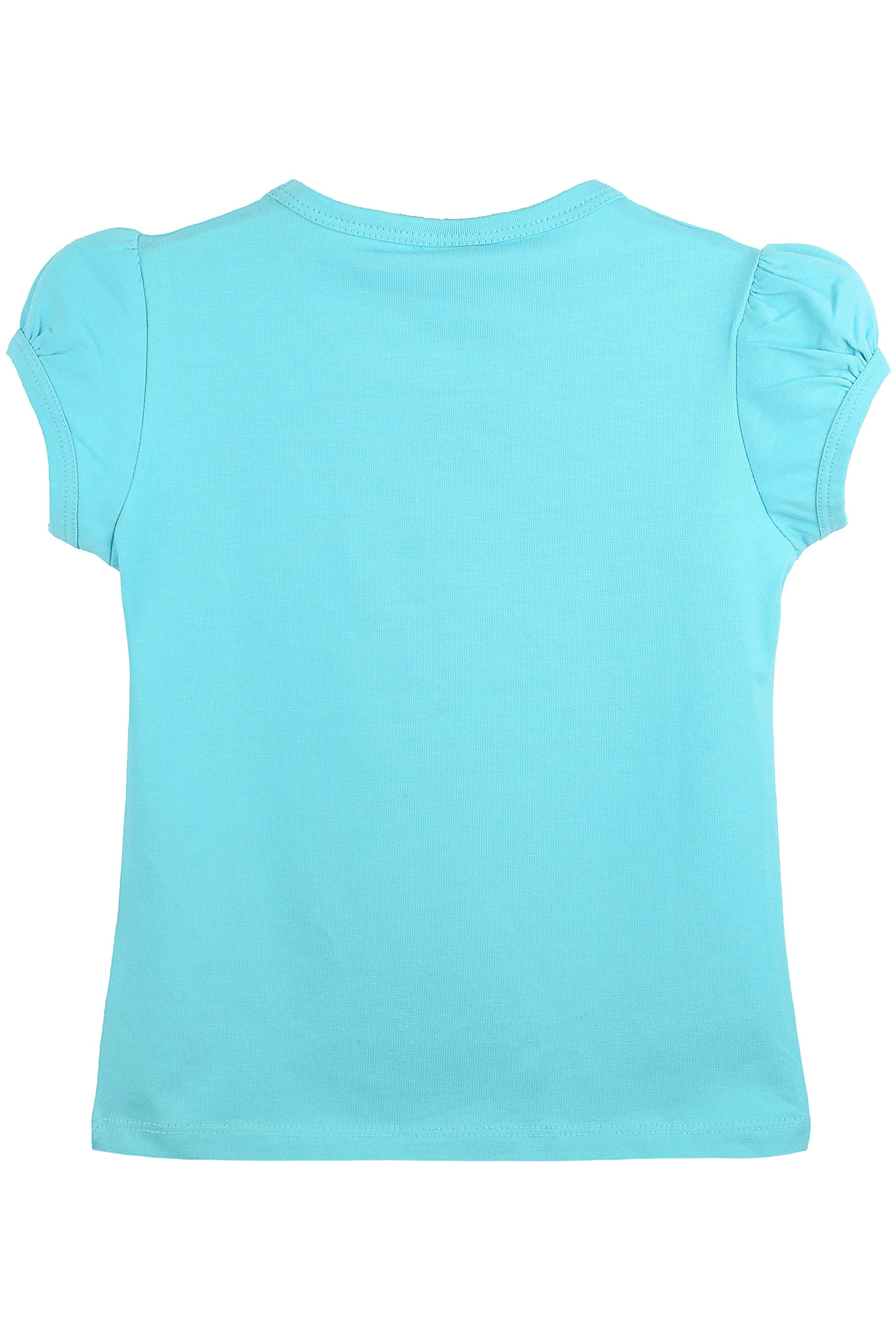 Girls' Basic Cotton T-Shirt  Short Puff Sleeve Crewneck / 11-12 Years LILAX