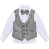 Little & Youth Boys Formal Suit Set Slim Fit Vest, White Dress Shirt, Dress Pants and Bowtie 4 Piece LILAX