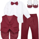 Stylish Infant Tuxedo Outfit with Gentleman Vest for Baby Boys - Complete 4-Piece Set LILAX