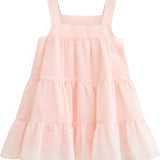 Baby girls layered cotton squareneck dress; perfect for baby girl clothes & christmas gift ideas