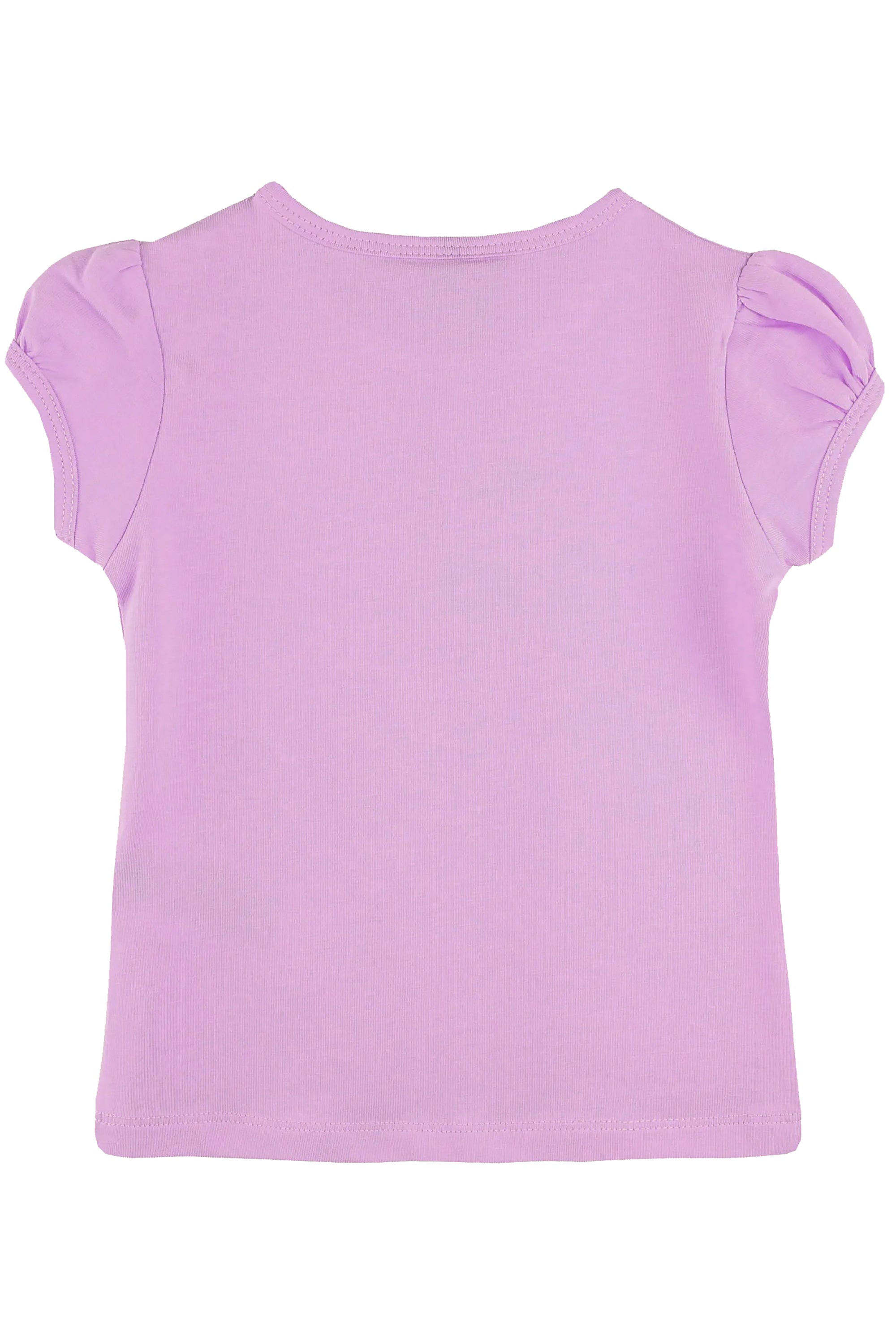 Girls' Basic Cotton T-Shirt  Short Puff Sleeve Crewneck / 11-12 Years LILAX