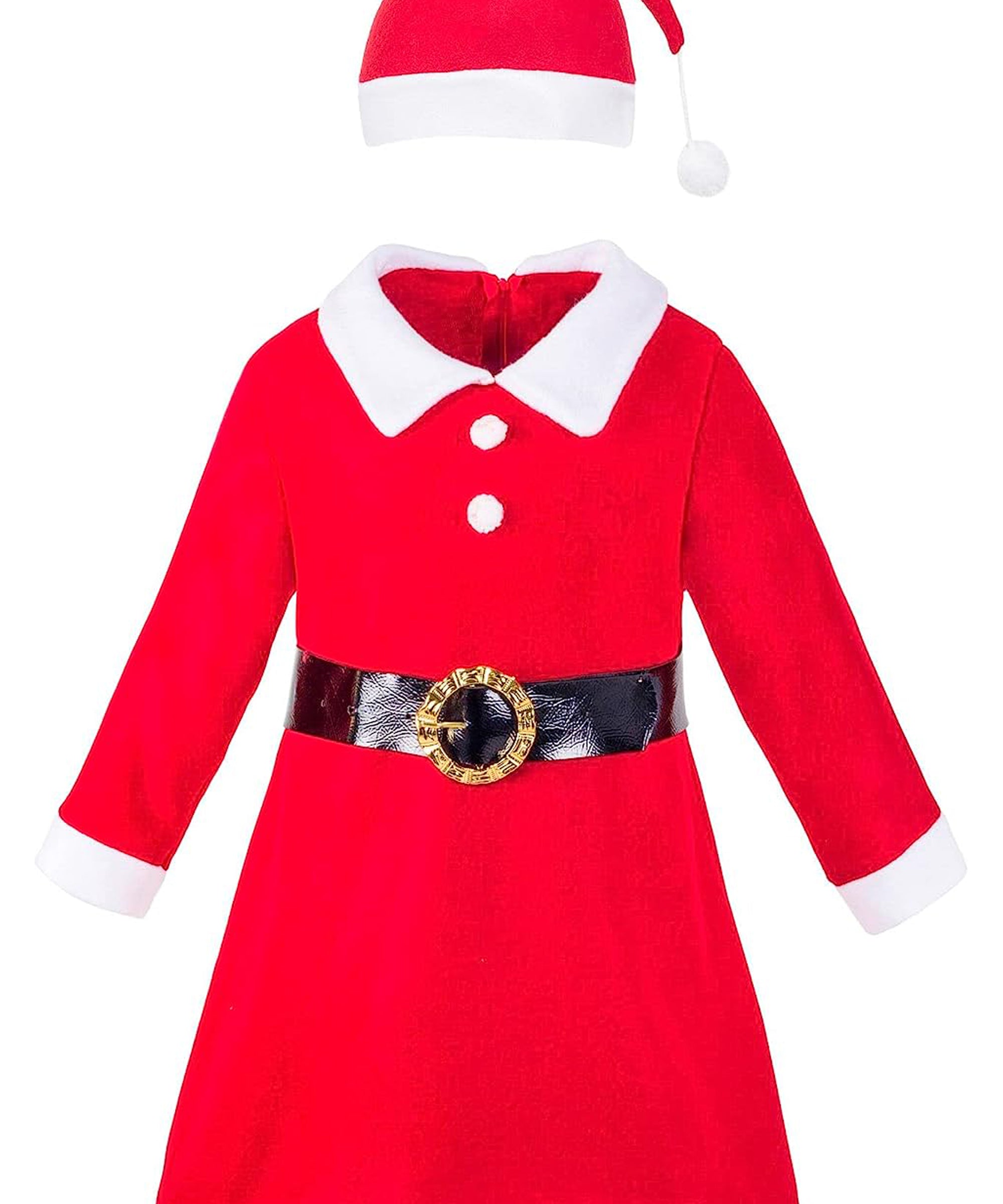 Girls santa claus dress with hat and black belt; perfect for baby girl clothes & christmas gift ideas  