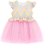 Little Girls' Colorful Short Sleeve Dress - 100% Cotton Toddler Party Gown LILAX