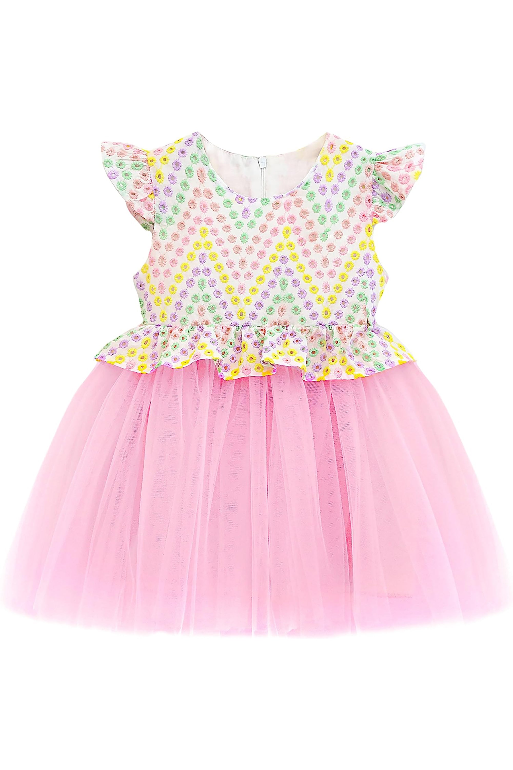 Little Girls' Colorful Short Sleeve Dress - 100% Cotton Toddler Party Gown LILAX