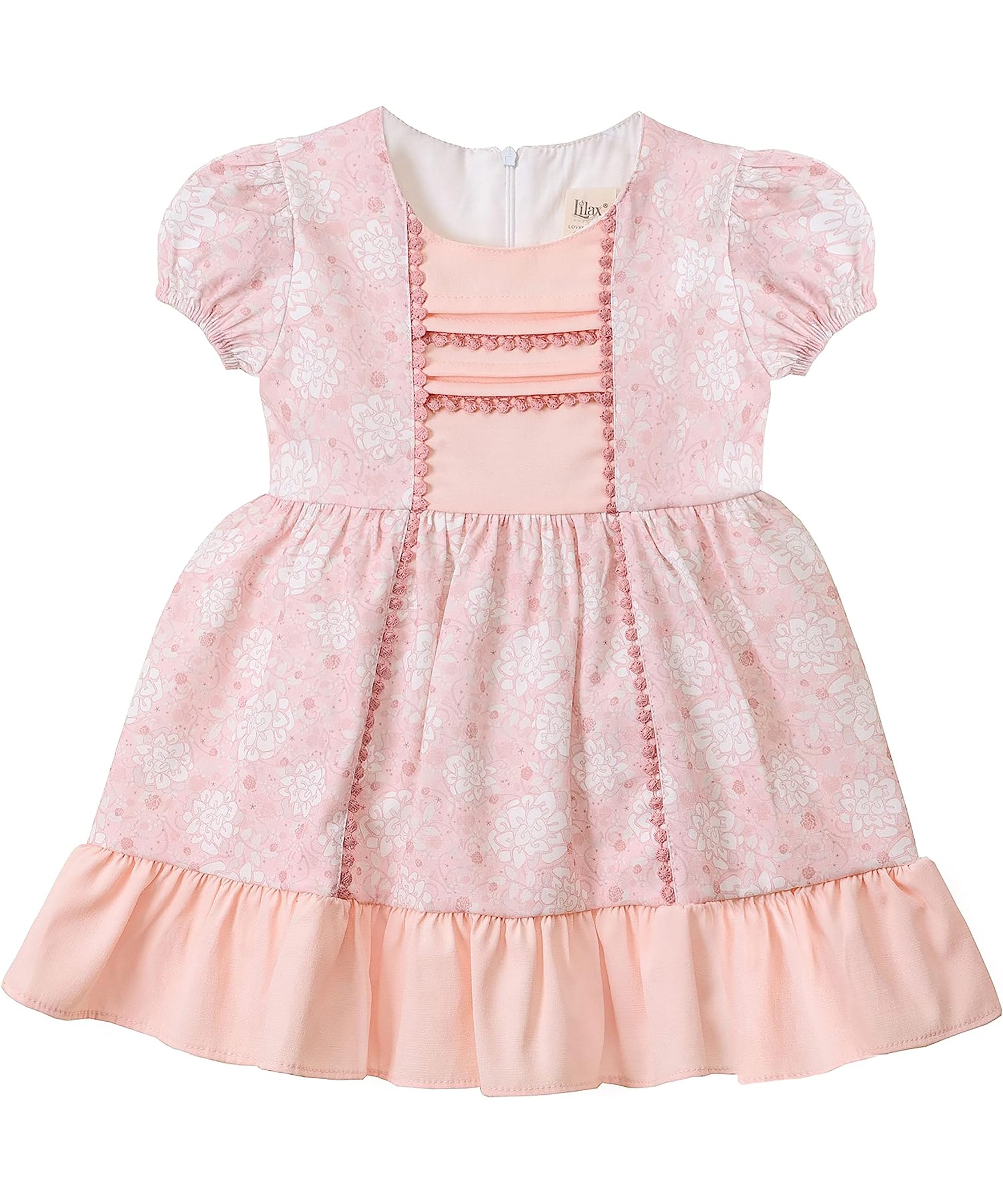 Baby girls layered cotton short sleeve flower designed dress; perfect for baby girl clothes & christmas gift ideas  