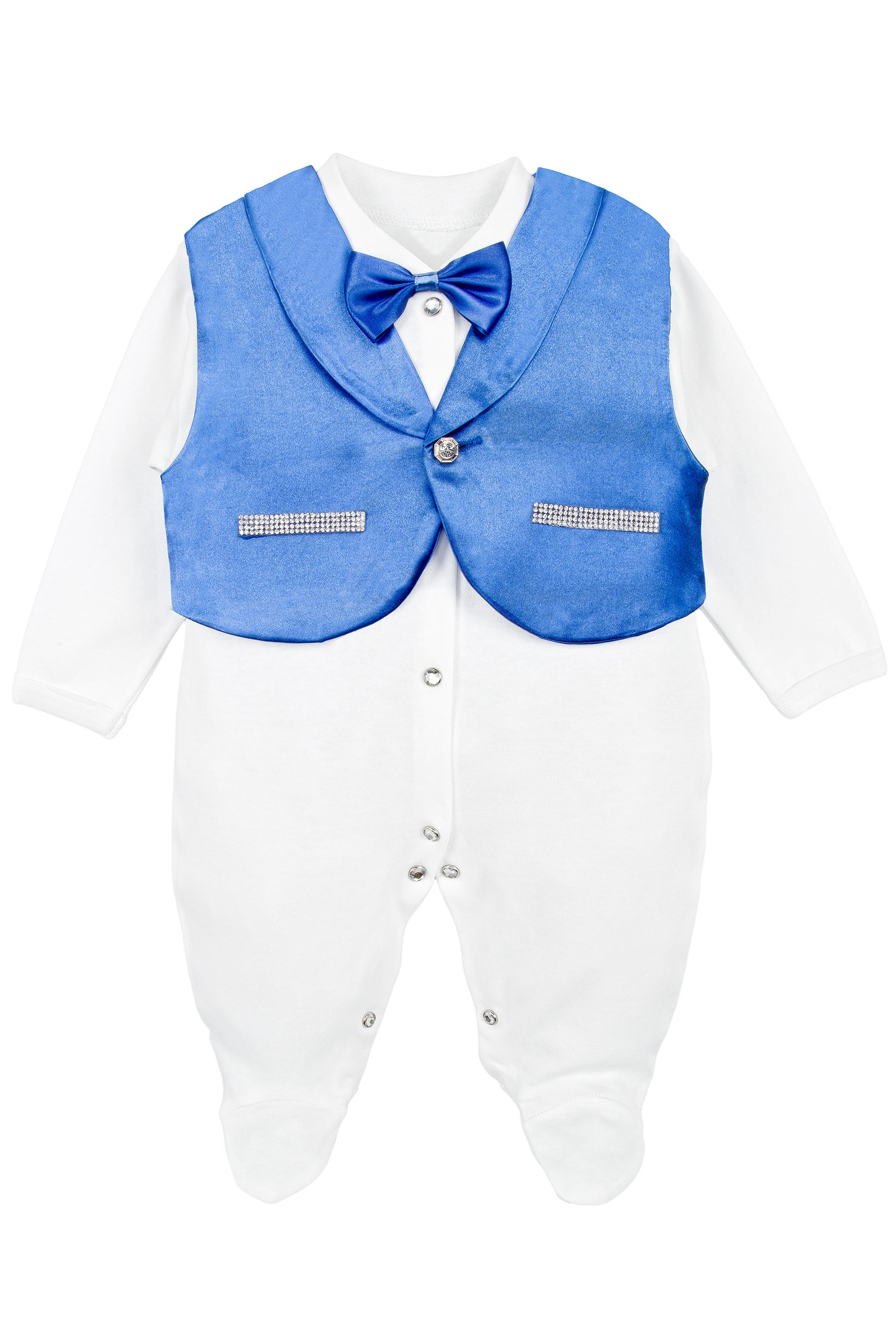 Regal and Handsome: 5-Piece Layette Gift Set with Jeweled Crown Tuxedo for Baby Boys (0-3 Months) LILAX