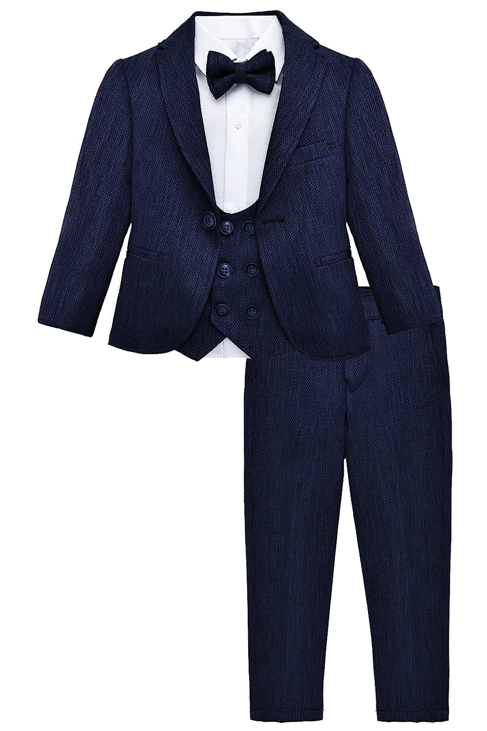 Little & Youth Boys Suit Set - Formal Jacket, Vest, Pants, Shirt, and Matching Bowtie - 5 Piece Ensemble LILAX