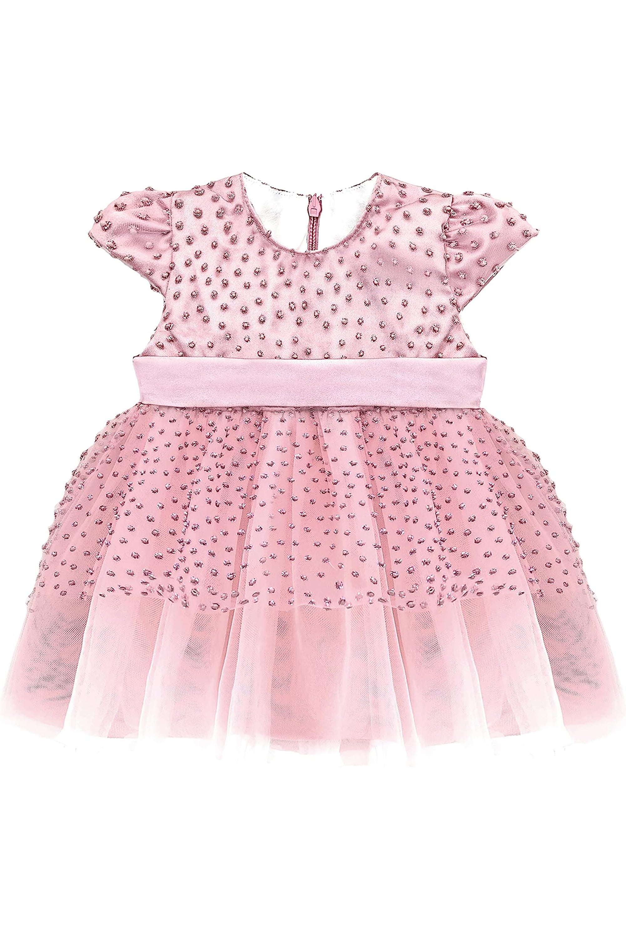 Baby Girls' Sparkly Tulle Dress, Glitter Polka Dots Princess Gown with Matching Headband and Shoes LILAX