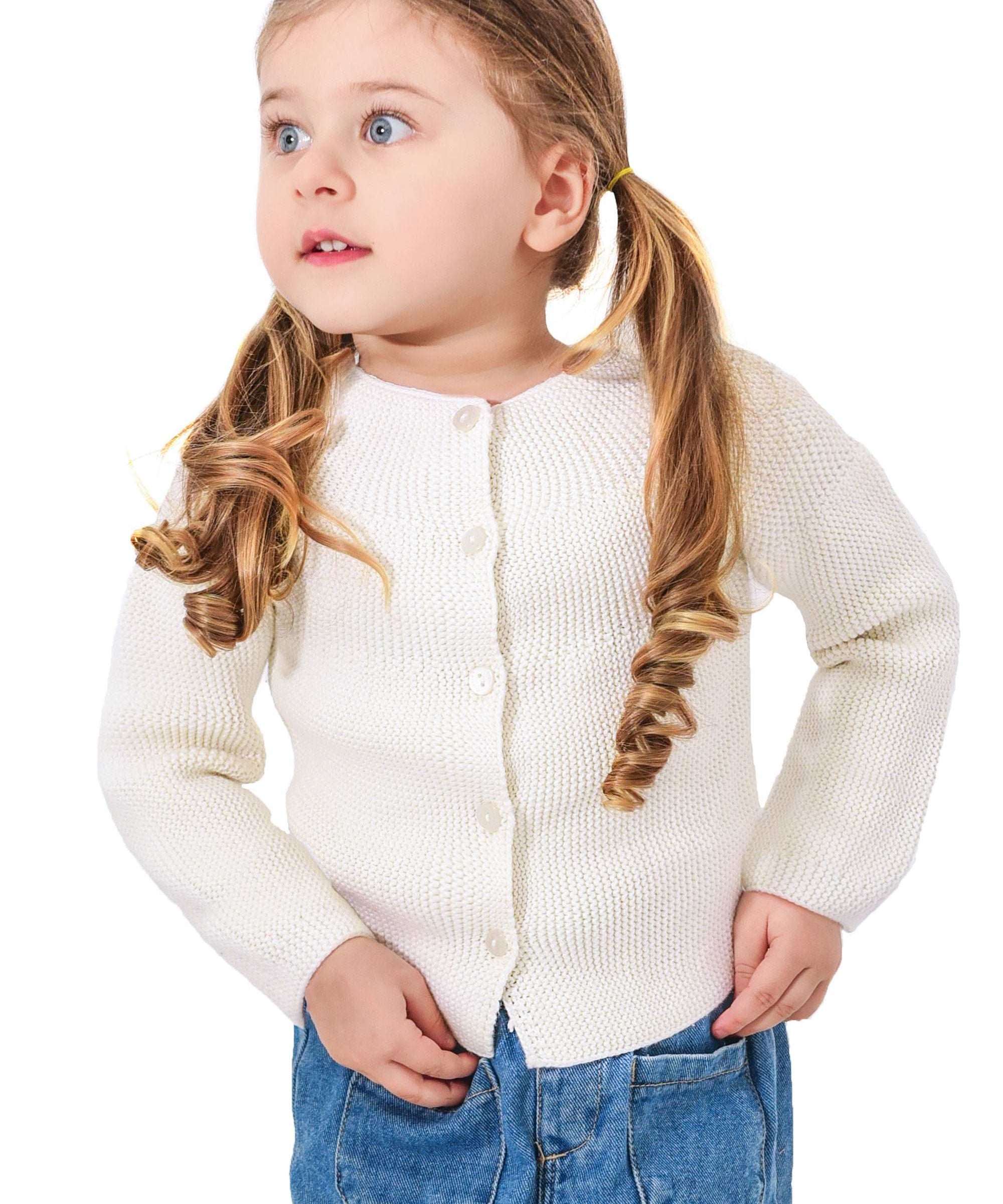 Baby girl 4 button knit cardigan sweater; perfect for baby girl clothes & christmas gift ideas