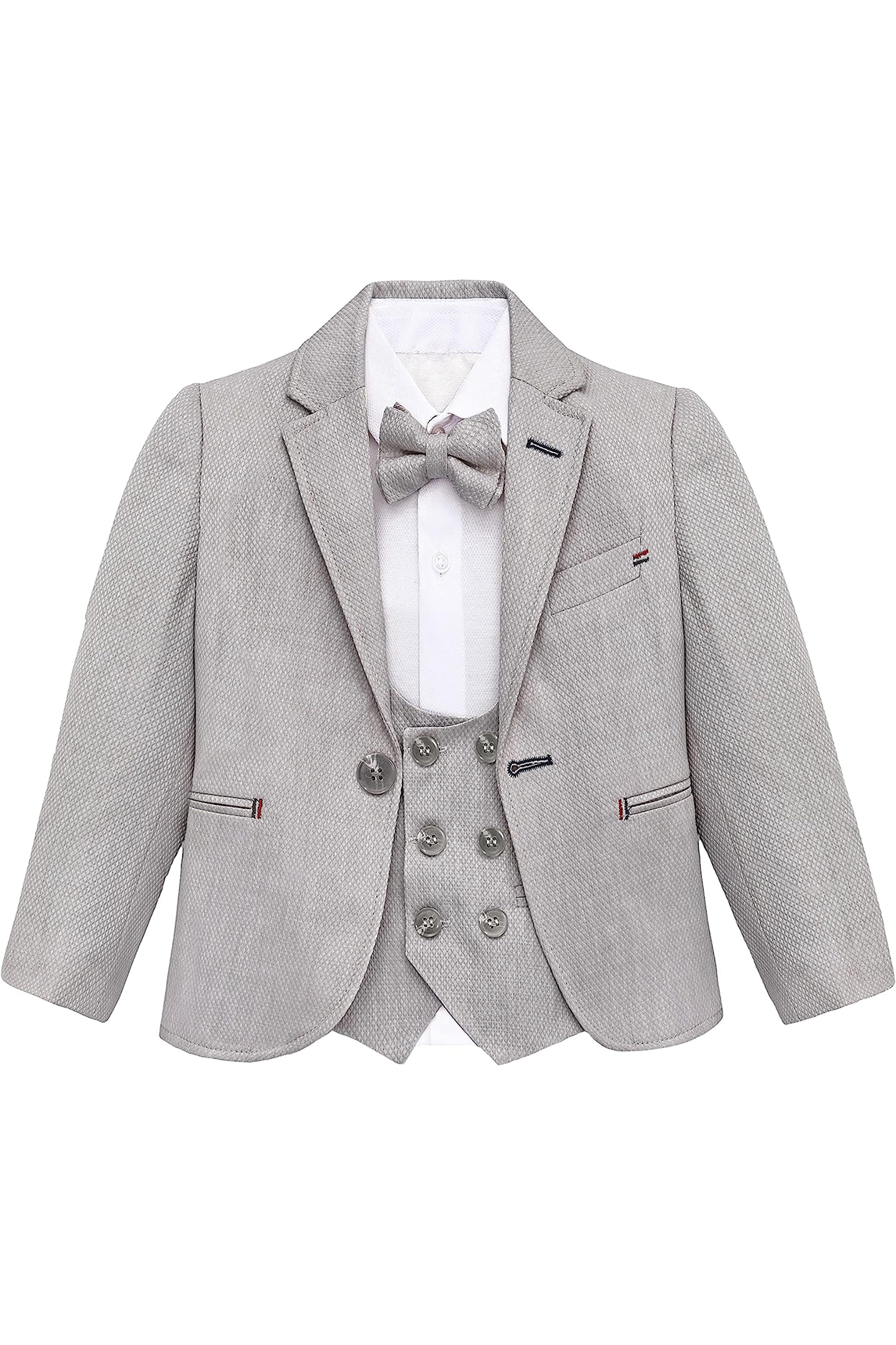 Little & Youth Boys Suit Set - Formal Jacket, Vest, Pants, Shirt, and Matching Bowtie - 5 Piece Ensemble LILAX