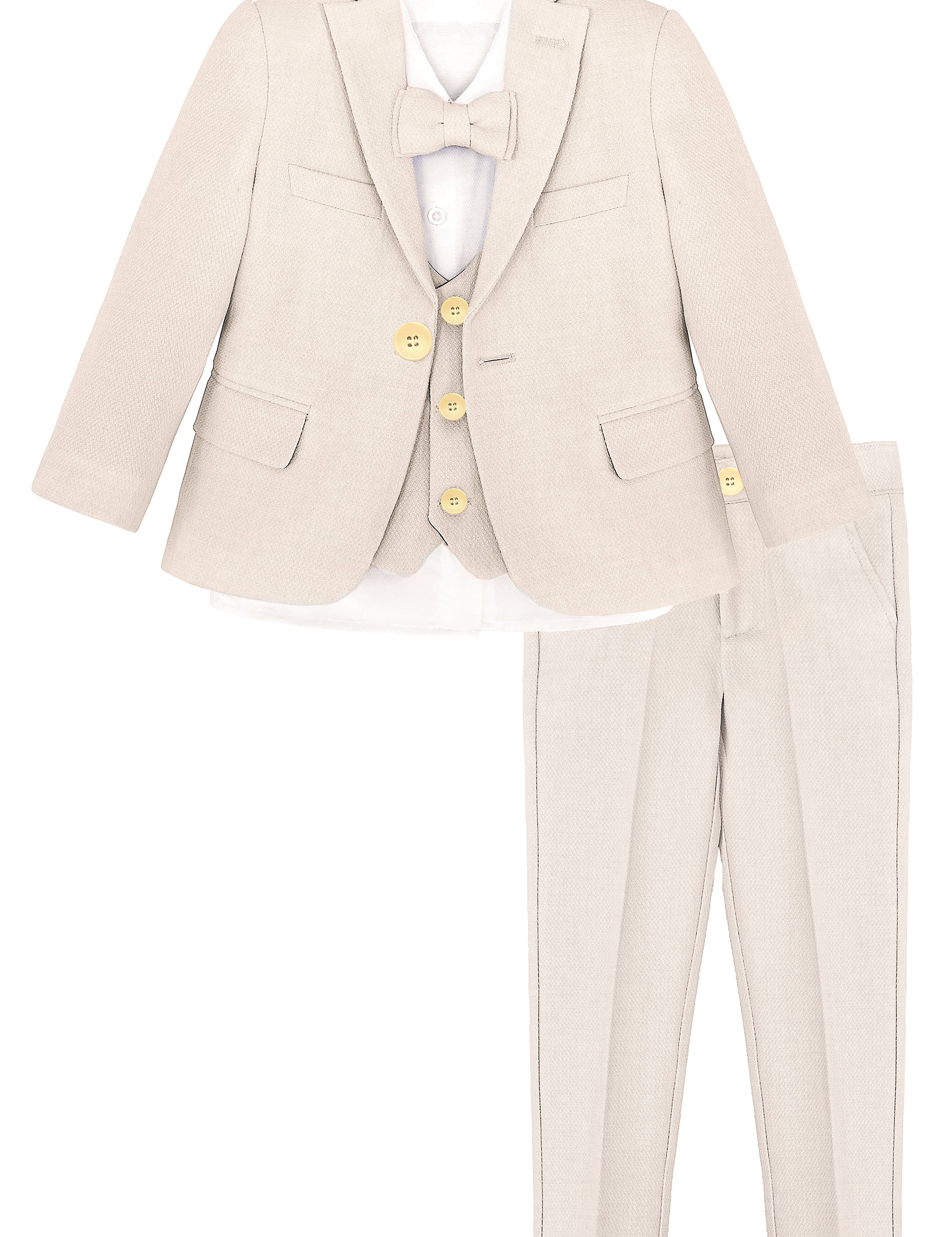 Baby boys 5 piece tuxedo suit with jacket, shirt, pants, vest and bow tie; perfect for baby boy clothes & christmas gift ideas  