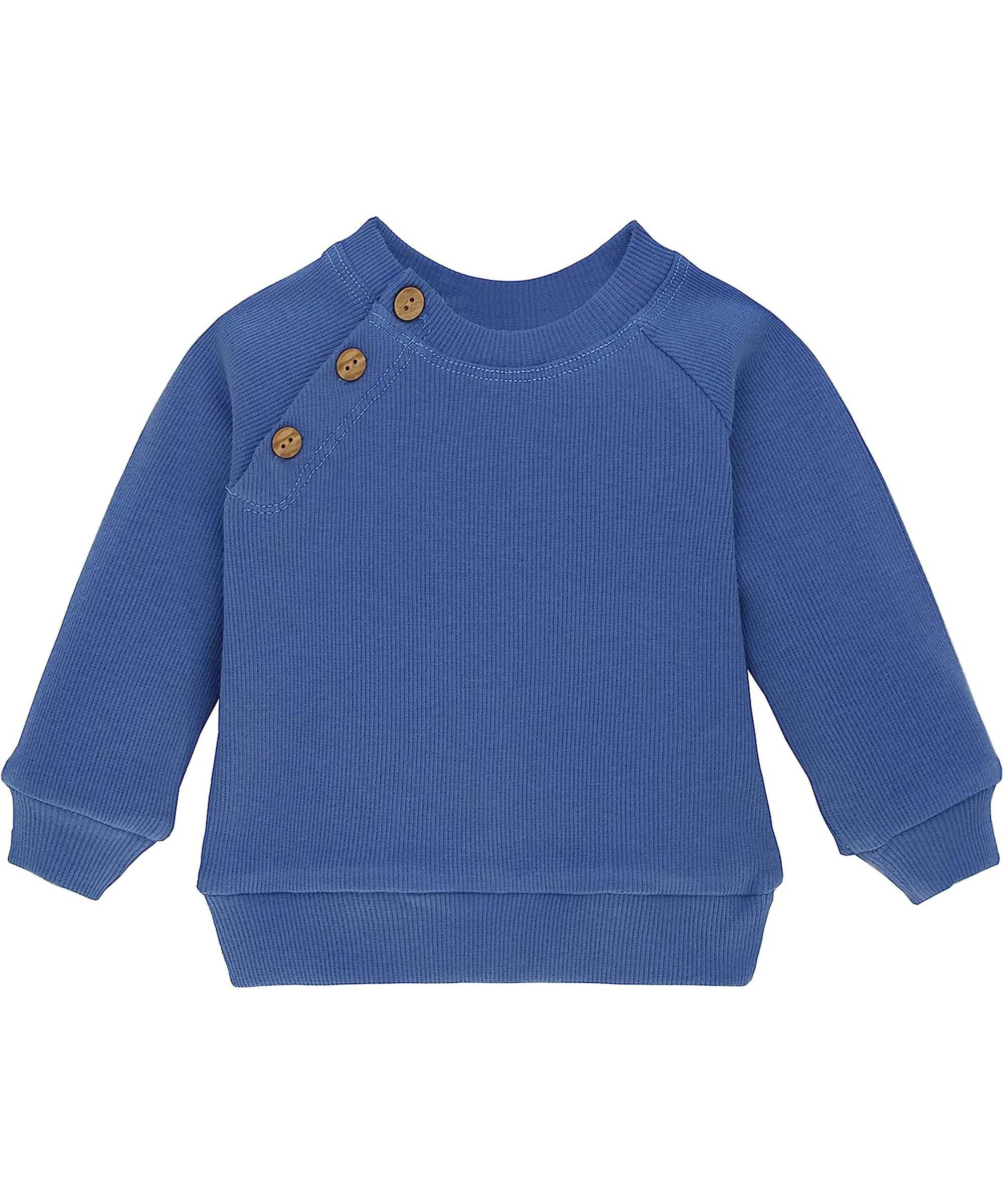 Boys matching ribbed sweatshirt with 3 shoulder buttons and sweatpants set; perfect for baby boy clothes & christmas gift ideas  