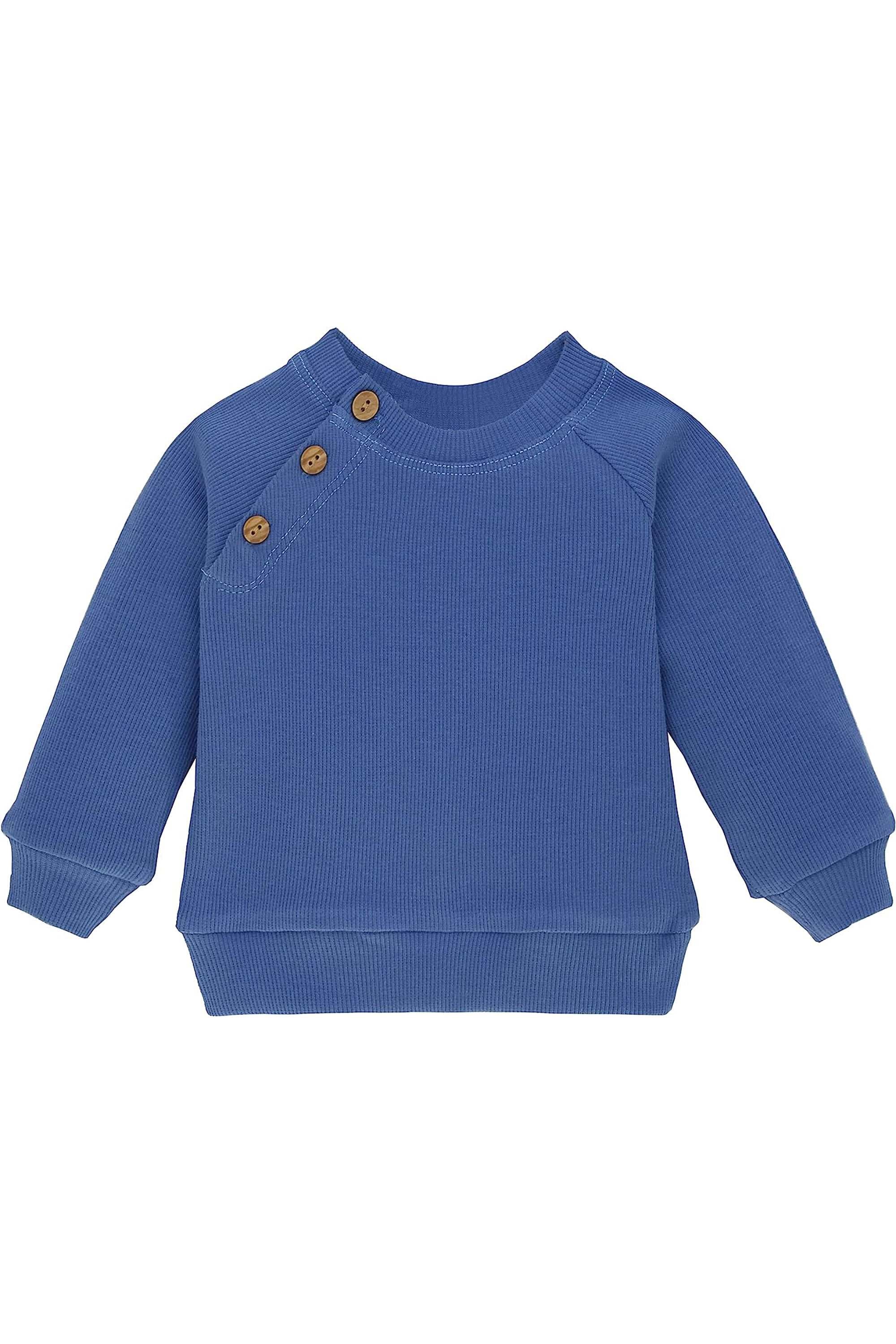 Boys matching ribbed sweatshirt with 3 shoulder buttons and sweatpants set; perfect for baby boy clothes & christmas gift ideas