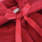 Puffy cozy girls’ bolero jacket with oversized collar and tied bow; perfect girls christmas dress and Christmas gift ideas