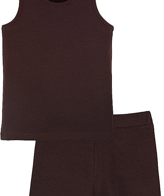 Girls cotton solid basic racerback tanktop and shorts set; perfect for baby girl clothes & christmas gift ideas  