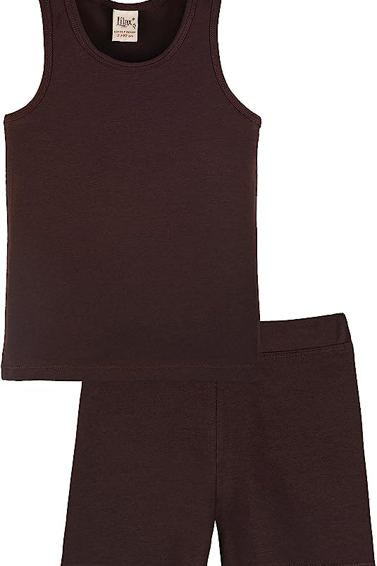 Girls cotton solid basic racerback tanktop and shorts set; perfect for baby girl clothes & christmas gift ideas