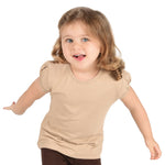 Girls' Basic Cotton T-Shirt  Short Puff Sleeve Crewneck / 11-12 Years LILAX