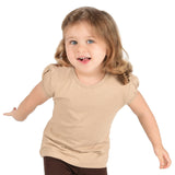 Girls' Basic Cotton T-Shirt  Short Puff Sleeve Crewneck / 11-12 Years LILAX