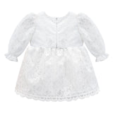 Baby white lace dress with flower attached belt and matching shoes & headband; for christening & Christmas gift ideas