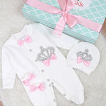 Gift Set for Newborn Baby Girl with Crown Jewels Layette - 3 Piece Ensemble LILAX