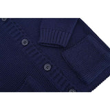 Baby Boys' Hooded Cardigan, Soft Knit Ribbed Buton Closure Sweater