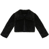 Girls Faux Fur Shrug Jacket Tied Ribbon Cozy Bolero