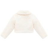 Girls Faux Fur Shrug Jacket Tied Ribbon Cozy Bolero