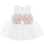 Baby girl tulle dress with flowers at waistline and matching shoes & headband; perfect for christmas gift ideas