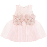 Baby girl tulle dress with flowers at waistline and matching shoes & headband; perfect for christmas gift ideas