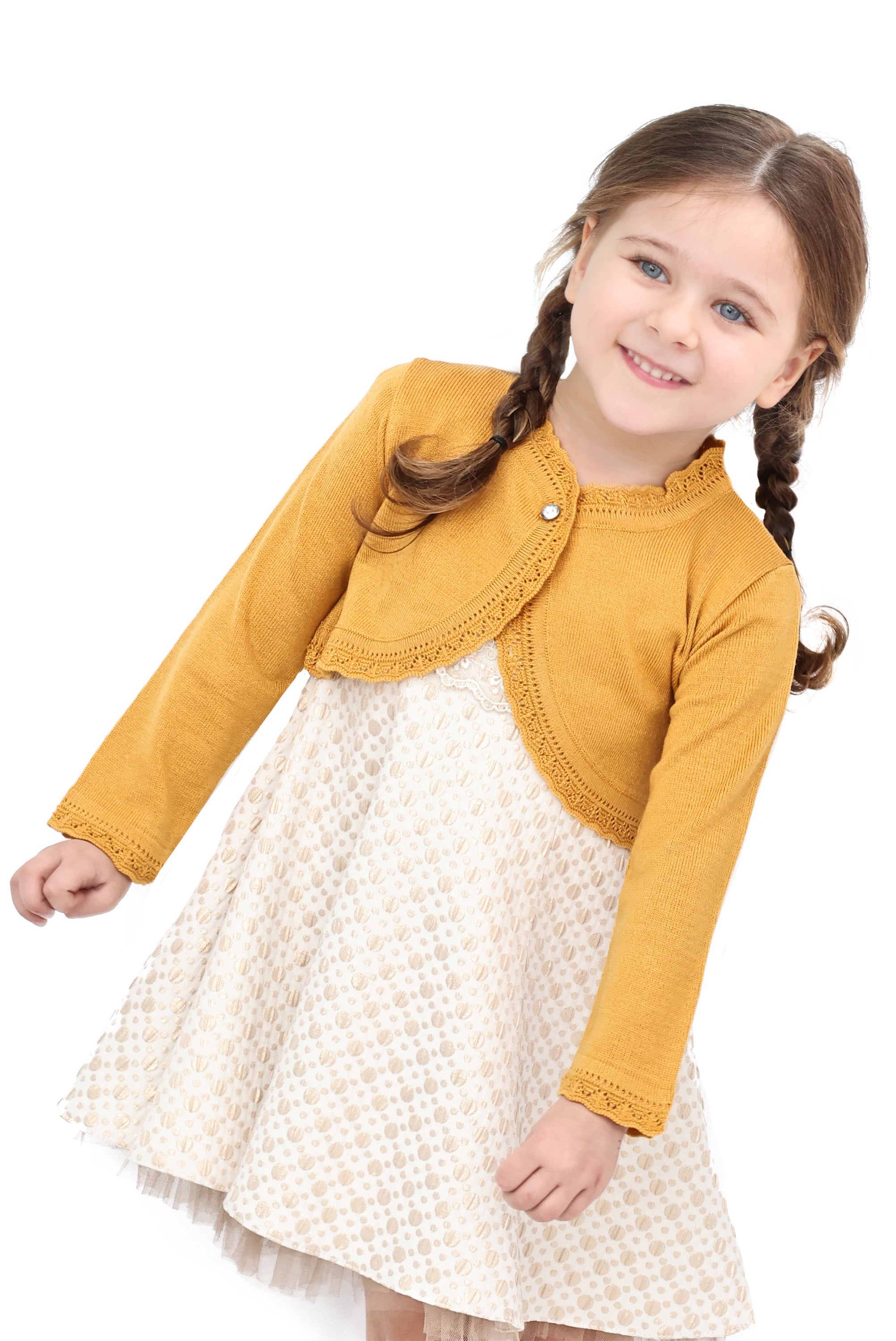 Girls' Bolero Cardigan Shrug Knit Long Sleeve Button Closure LILAX