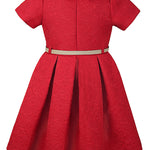 Girls collared short sleeve dress with belt; perfect for christmas gift ideas