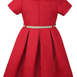 Little Girls' Occasion Dress with Shimmer Belt Flocked LILAX