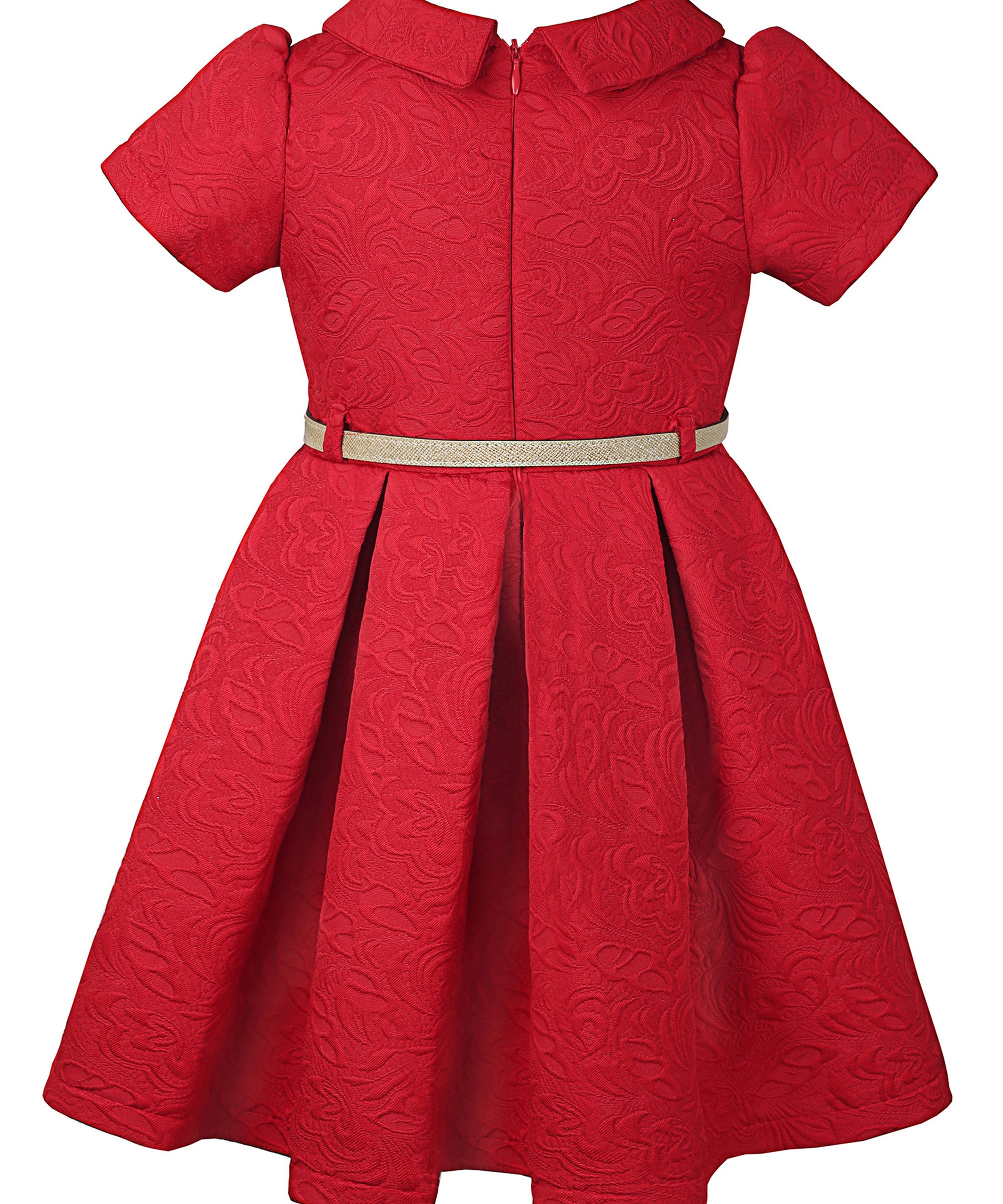 Girls collared short sleeve dress with belt; perfect for christmas gift ideas