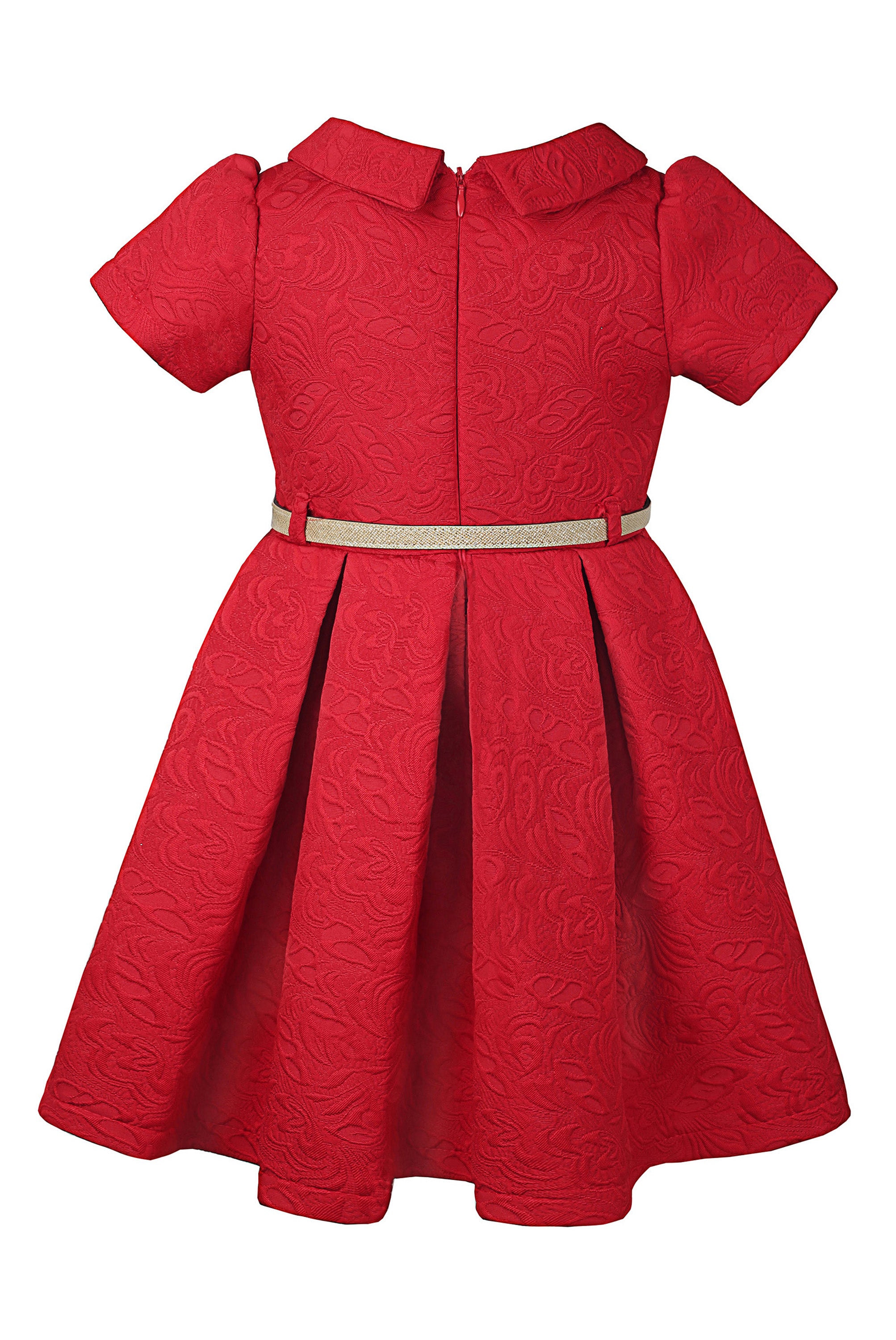 Girls collared short sleeve dress with belt; perfect for christmas gift ideas