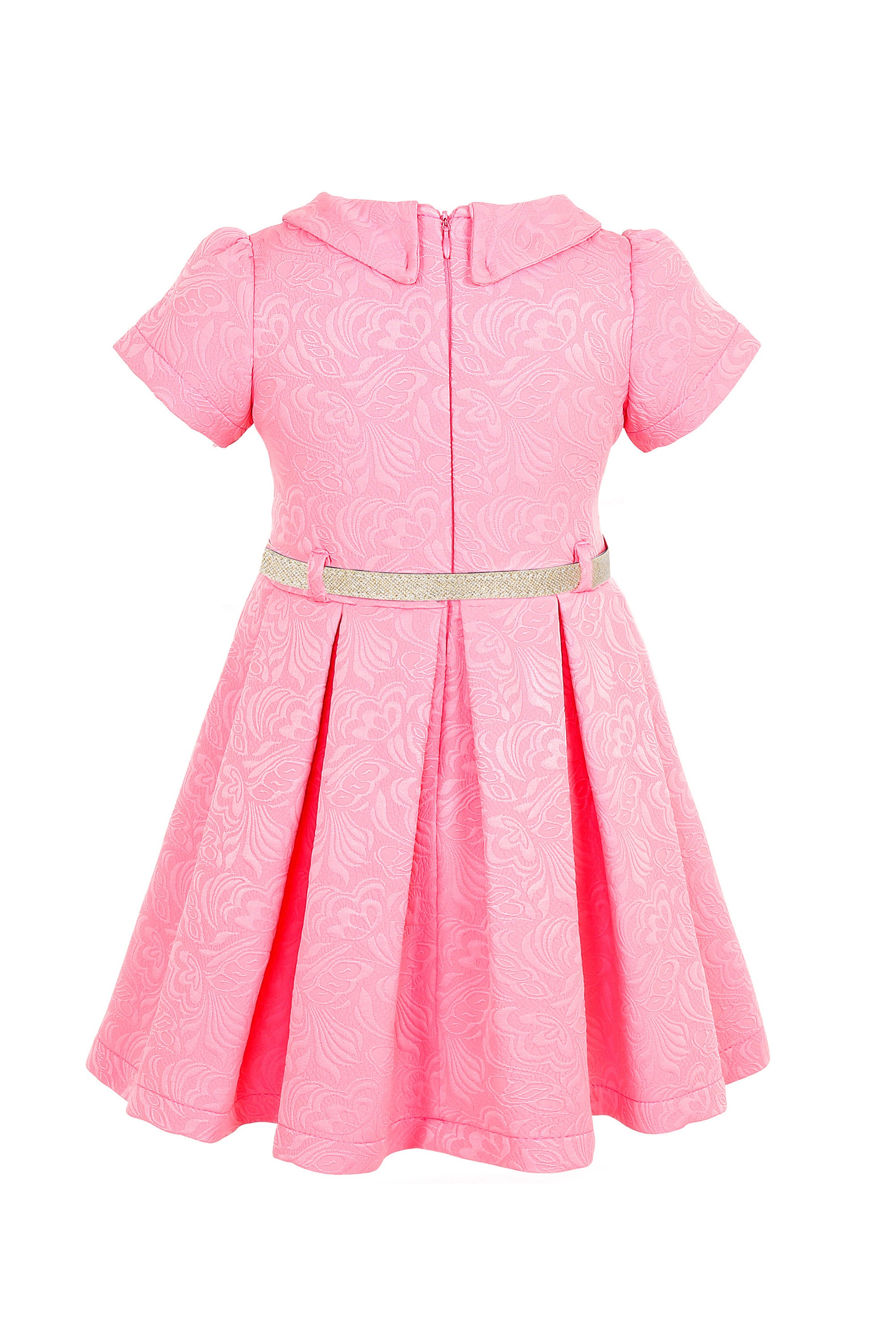 Girls collared short sleeve dress with belt; perfect for christmas gift ideas