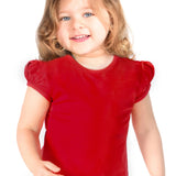 Girls' Basic Cotton T-Shirt  Short Puff Sleeve Crewneck / 5 to 7 Years