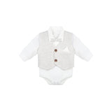 Baby Boy's Gentelman Outfit - Bodysuit Shirt, Vest, Comfy Pants 3-Piece Suit Set