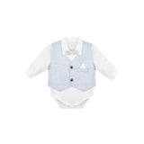 Baby Boy's Gentelman Outfit - Bodysuit Shirt, Vest, Comfy Pants 3-Piece Suit Set