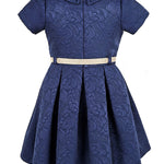 Little Girls' Occasion Dress with Shimmer Belt Flocked LILAX