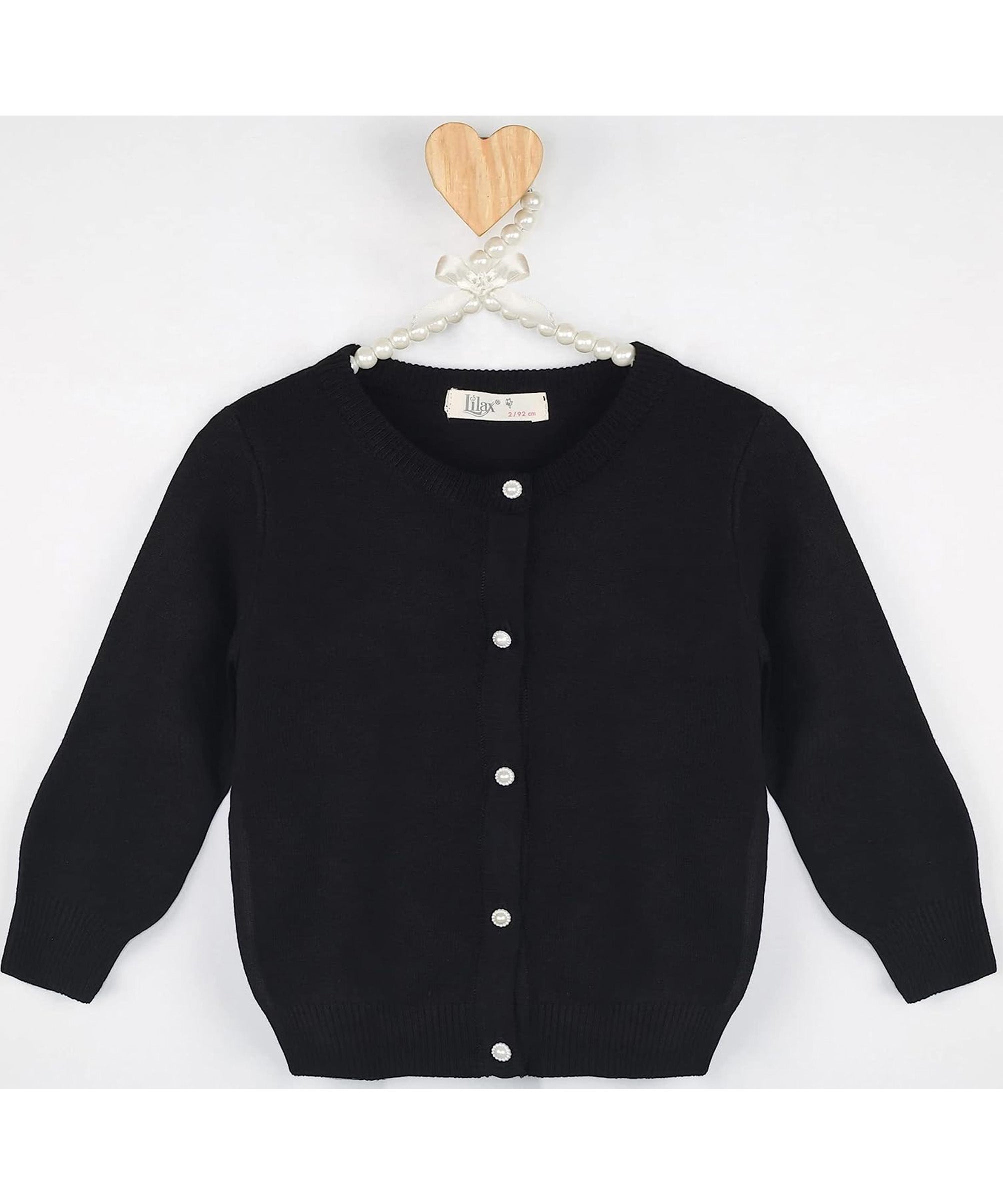 Baby girls 5 pearl-buttoned cardigan sweater; perfect for baby girl clothes & christmas gift ideas  