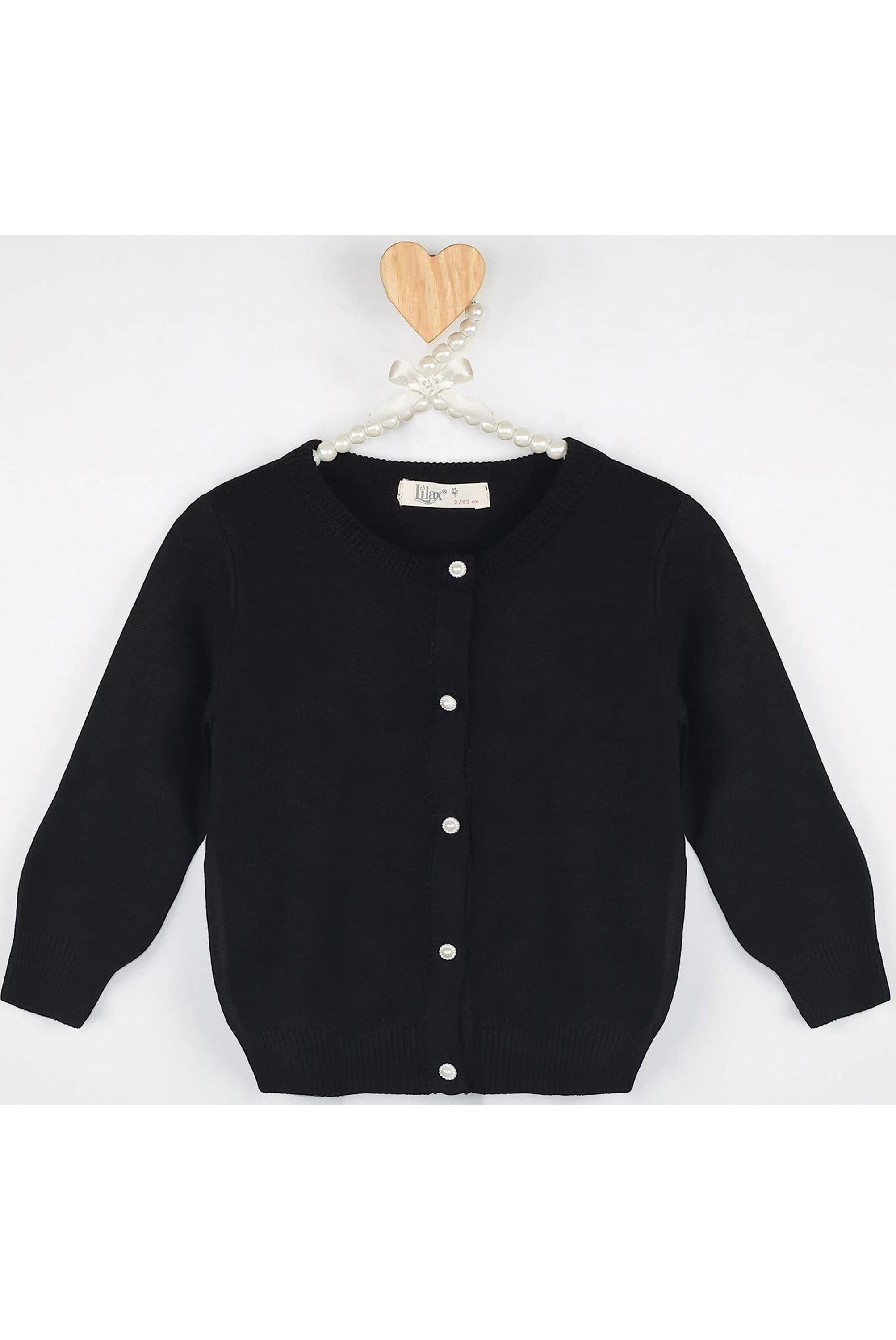 Baby girls 5 pearl-buttoned cardigan sweater; perfect for baby girl clothes & christmas gift ideas