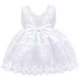 Lilax Baby Girls' Lace Floral Embroidered Dress with Matching Shoes and Headband, 0-6 Months Christening Baptism Dress