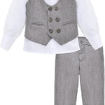 Toddler & Youth Boys 4 Piece Formal Suit Set V-Neck Vest White Dress Shirt Dress Pants and Bowtie LILAX