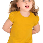 Girls' Basic Cotton T-Shirt  Short Puff Sleeve Crewneck / 11-12 Years LILAX