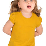 Girls' Basic Cotton T-Shirt  Short Puff Sleeve Crewneck / 11-12 Years LILAX