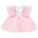 Baby Girls' Sequined Tulle Dress Ruffle Sleeve 3 Piece Gift Set For Newborns LILAX