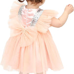 Baby Girls' Sequined Tulle Dress Ruffle Sleeve 3 Piece Gift Set For Newborns LILAX