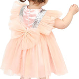 Baby Girls' Sequined Tulle Dress Ruffle Sleeve 3 Piece Gift Set For Newborns LILAX