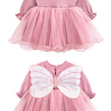 Princess Dress for Baby Girl with Long Sleeve Butterfly Wing and Tulle Perfect for Parties LILAX